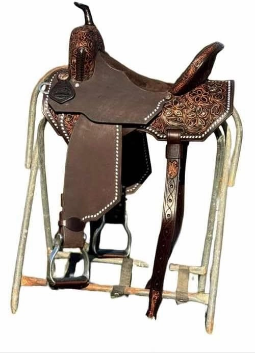 Barrel Racing Western Horse Saddle Wooden Tree Handmade Premium Leather Comfort Horse Trail Equestrian Tooled Carved Horse Riding Saddle Size: 10"-18 inches Seat Available, AF05