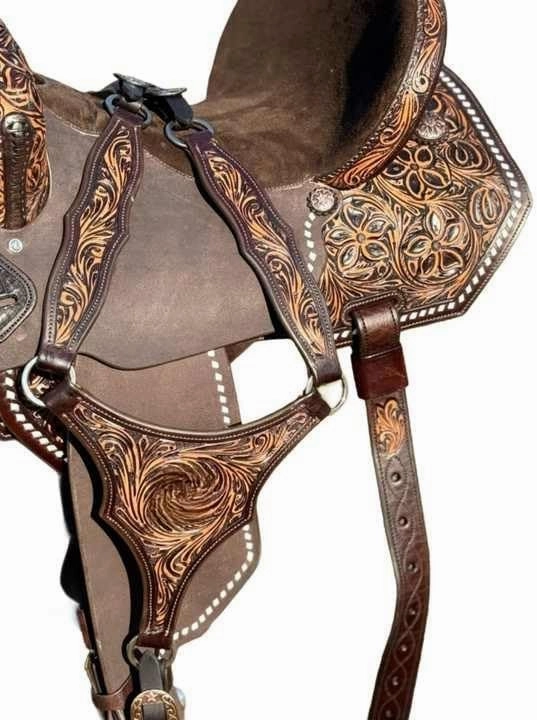 Barrel Racing Western Horse Saddle Wooden Tree Handmade Premium Leather Comfort Horse Trail Equestrian Tooled Carved Horse Riding Saddle Size: 10"-18 inches Seat Available, AF05