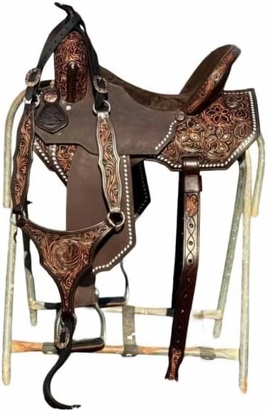 Barrel Racing Western Horse Saddle Wooden Tree Handmade Premium Leather Comfort Horse Trail Equestrian Tooled Carved Horse Riding Saddle Size: 10"-18 inches Seat Available, AF05