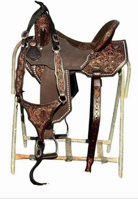 Barrel Racing Western Horse Saddle Wooden Tree Handmade Premium Leather Comfort Horse Trail Equestrian Tooled Carved Horse Riding Saddle Size: 10"-18 inches Seat Available, AF05