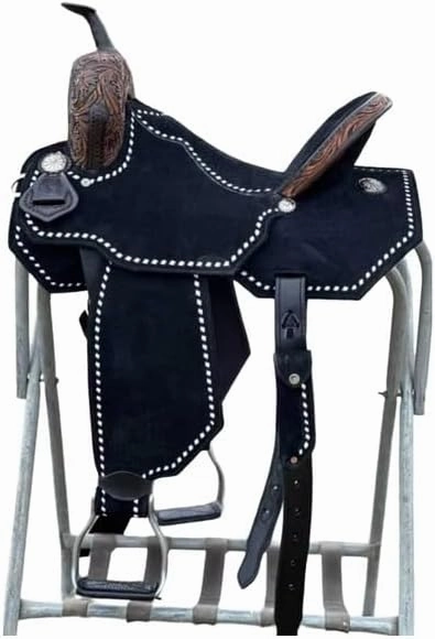 Barrel Racing Western Horse Saddle Wooden Tree Handmade Premium Leather Comfort Horse Trail Equestrian Tooled Carved Horse Riding Saddle Size: 10"-18 inches Seat Available, AF06.