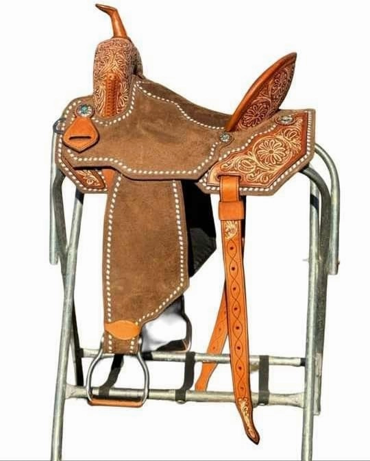 Barrel Racing Western Horse Saddle Wooden Tree Handmade Premium Leather Comfort Horse Trail Equestrian Tooled Carved Horse Riding Saddle Size: 10"-18 inches Seat Available, AF06