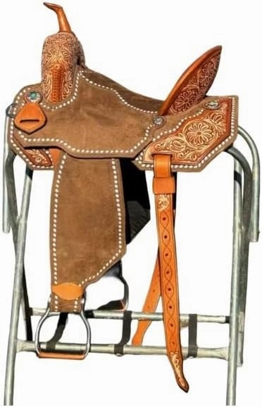 Barrel Racing Western Horse Saddle Wooden Tree Handmade Premium Leather Comfort Horse Trail Equestrian Tooled Carved Horse Riding Saddle Size: 10"-18 inches Seat Available, AF06