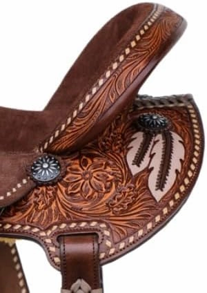 Barrel Racing Western Horse Saddle Wooden Tree Handmade Premium Leather Comfort Horse Trail Equestrian Tooled Carved Horse Riding Saddle Size: 10"-18 inches Seat Available, AF07