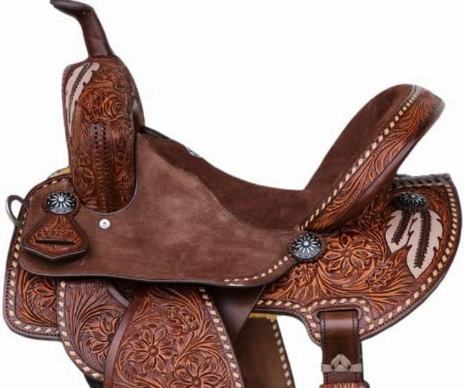 Barrel Racing Western Horse Saddle Wooden Tree Handmade Premium Leather Comfort Horse Trail Equestrian Tooled Carved Horse Riding Saddle Size: 10"-18 inches Seat Available, AF07