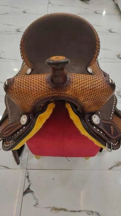 Barrel Racing Western Horse Saddle Wooden Tree Handmade Premium Leather Comfort Horse Trail Equestrian Tooled Carved Horse Riding Saddle Size: 10"-18 inches Seat Available, AF08