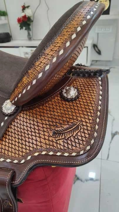 Barrel Racing Western Horse Saddle Wooden Tree Handmade Premium Leather Comfort Horse Trail Equestrian Tooled Carved Horse Riding Saddle Size: 10"-18 inches Seat Available, AF08