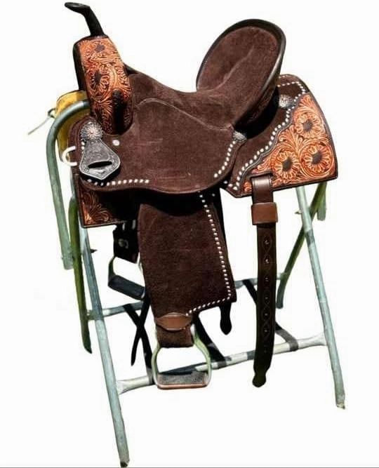 Barrel Racing Western Horse Saddle Wooden Tree Handmade Premium Leather Comfort Horse Trail Equestrian Tooled Carved Horse Riding Saddle Size: 10"-18 inches Seat Available, AF16