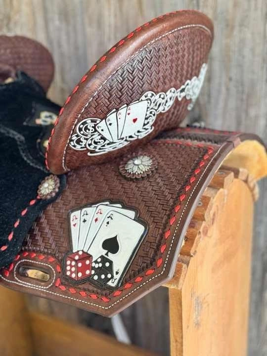 Barrel Racing Western Wooden Tree Horse Saddles Handmade Premium Leather Comfort Horses Trail Equestrian Tooled Carved Horse Saddle Riding Size: 10-18 inches Seat, KT01