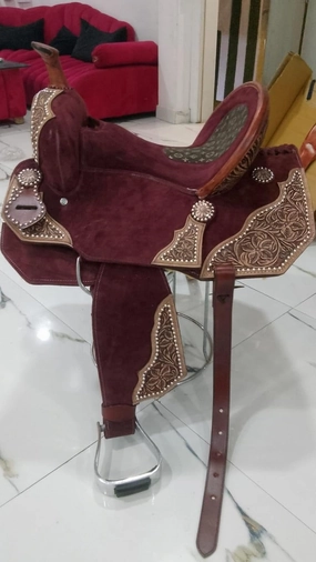 Barrel Racing Western Wooden Tree Horse Saddles Handmade Premium Leather Comfort Horses Trail Equestrian Tooled Carved Horse Saddle Riding Size: 10-18 inches Seat, KT13