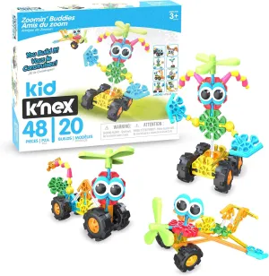 Basic Fun Kid K'NEX | Zoomin' Buddies 20 Model | Kids Craft Set with 48 Pieces | Educational Toys for Kids, Fun and Colourful Building Toys for Boys and Girls, Construction Toys Ages 3 85053