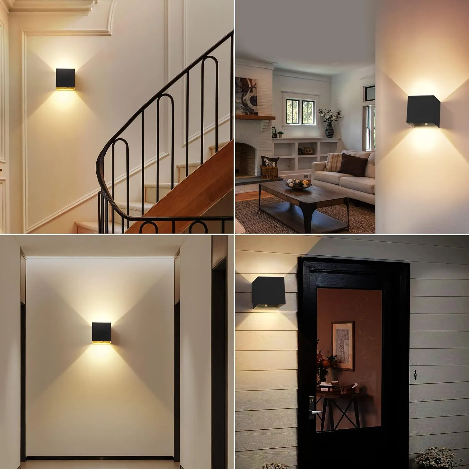 Battery Operated Wall Sconce Set of 2, Motion Sensor Light Indoor, 6000mAh Wall Lights Rechargeable, Cordless LED Energy Saving Night Light for Hallway Stairway Porch, Black
