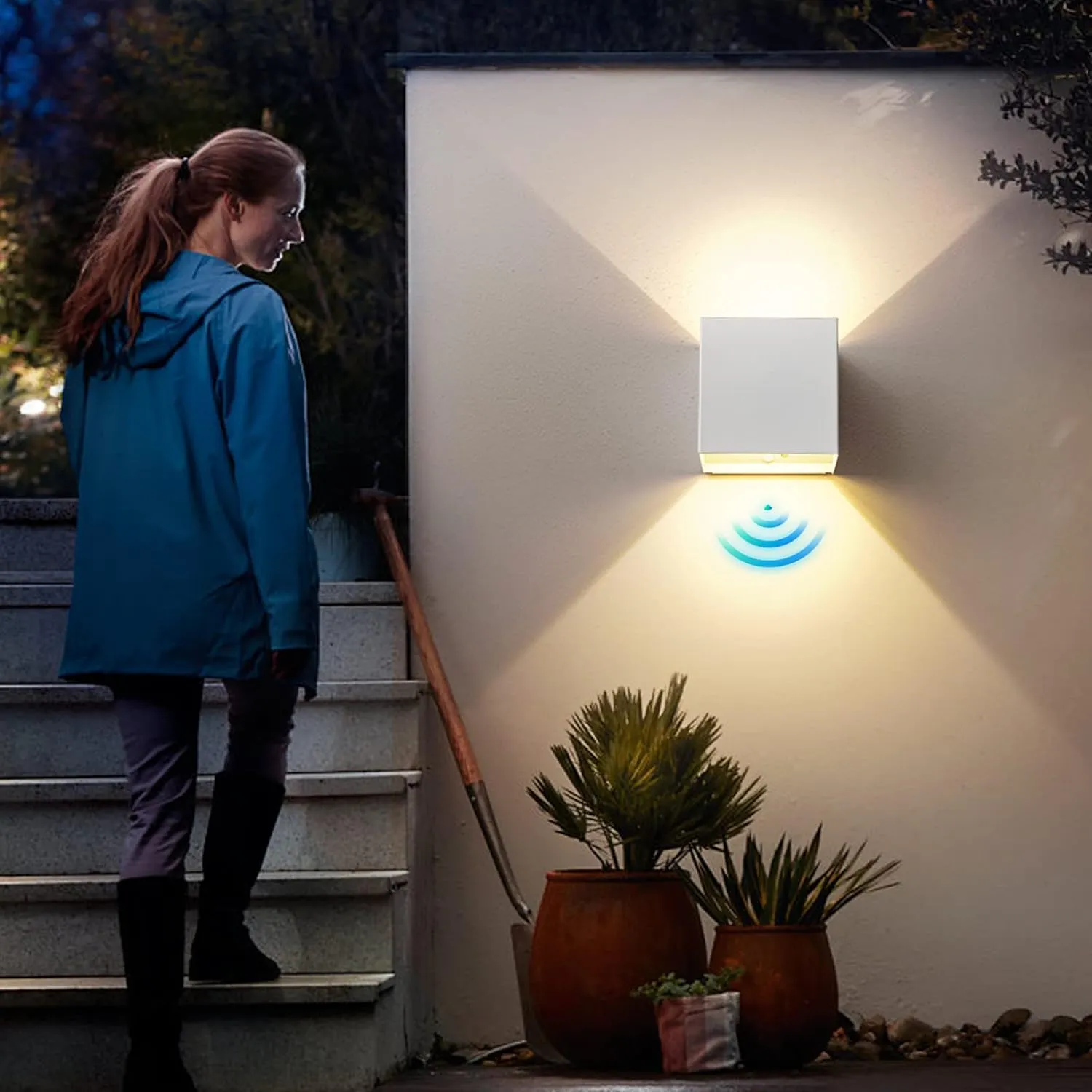 Battery Operated Wall Sconce Set of 2, Motion Sensor Light Indoor, 6000mAh Wall Lights Rechargeable, Magnetic Cordless LED Energy Saving Night Lights for Hallway Stairway Porch, White