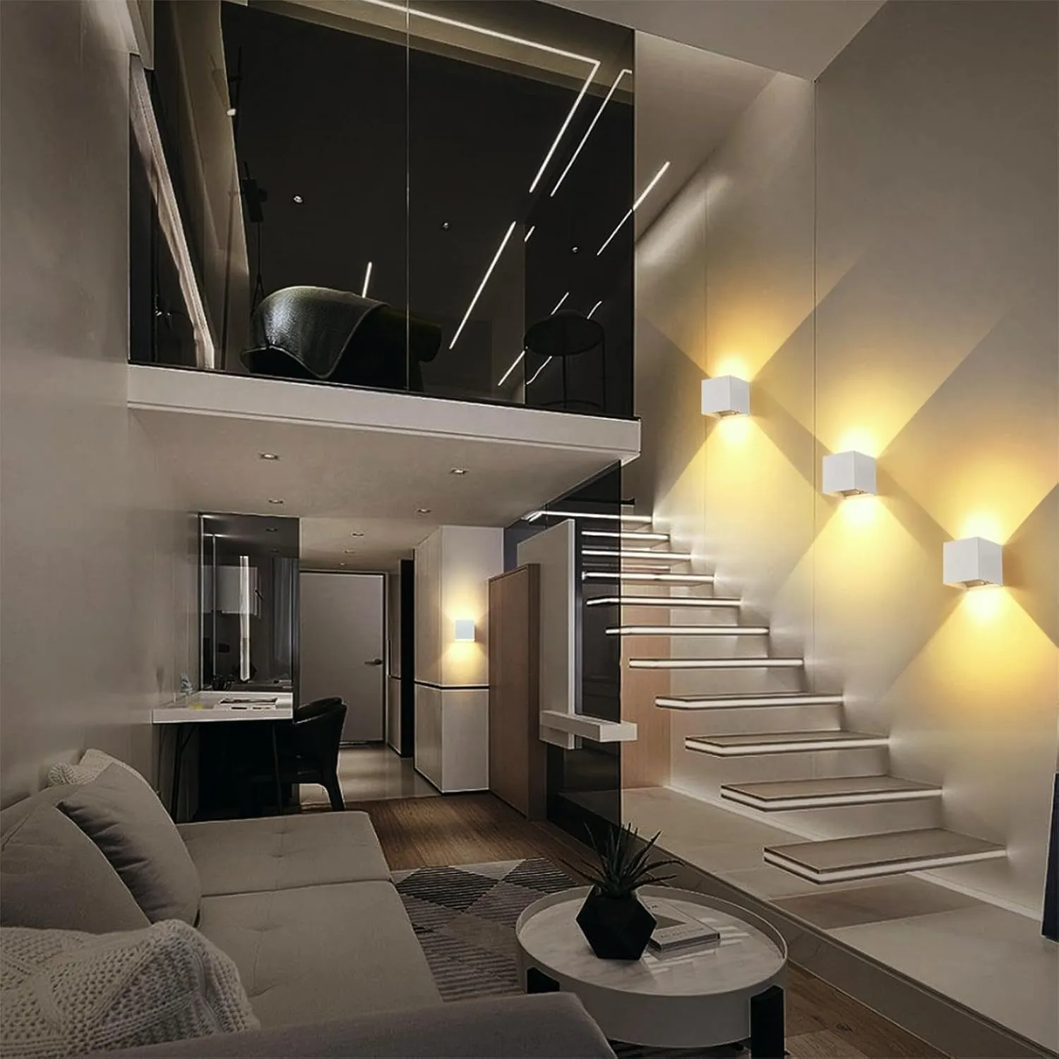 Battery Operated Wall Sconce Set of 2, Motion Sensor Light Indoor, 6000mAh Wall Lights Rechargeable, Magnetic Cordless LED Energy Saving Night Lights for Hallway Stairway Porch, White