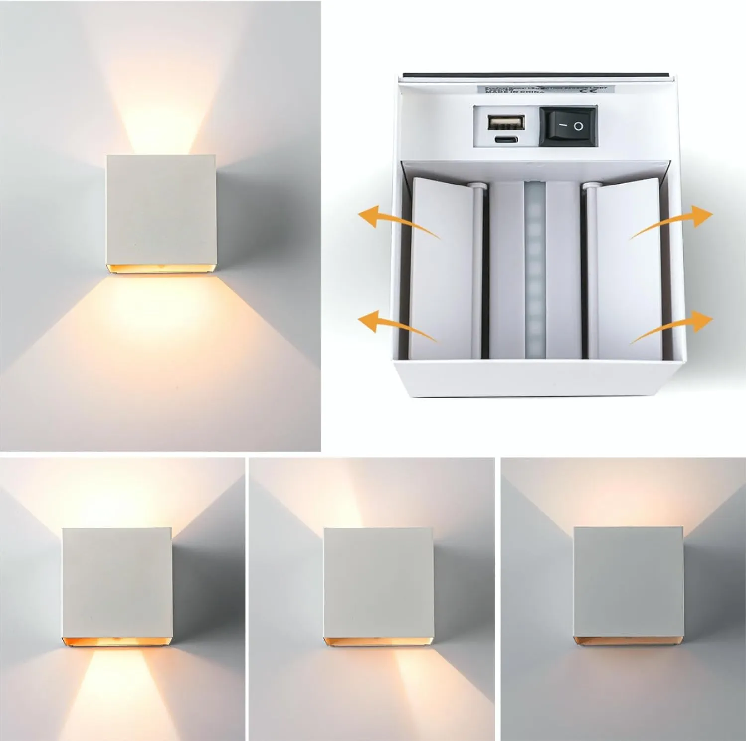 Battery Operated Wall Sconce Set of 2, Motion Sensor Light Indoor, 6000mAh Wall Lights Rechargeable, Magnetic Cordless LED Energy Saving Night Lights for Hallway Stairway Porch, White