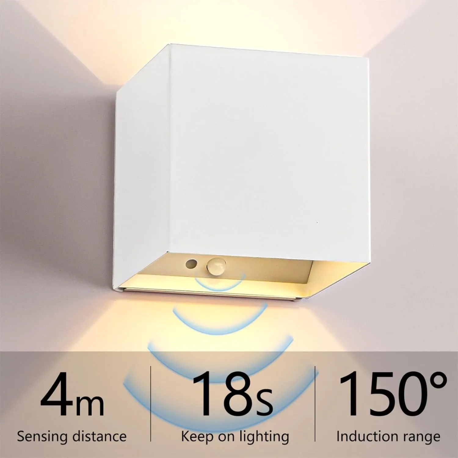 Battery Operated Wall Sconce Set of 2, Motion Sensor Light Indoor, 6000mAh Wall Lights Rechargeable, Magnetic Cordless LED Energy Saving Night Lights for Hallway Stairway Porch, White