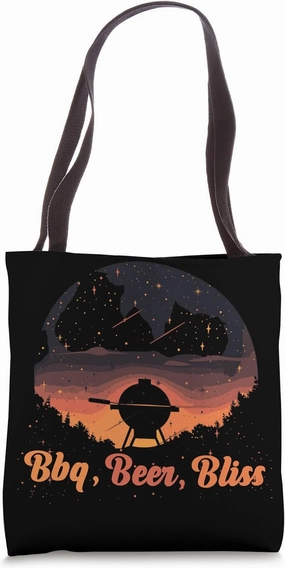 BBQ Beer Bliss Mountainous Outdoor Scene Tote Bag