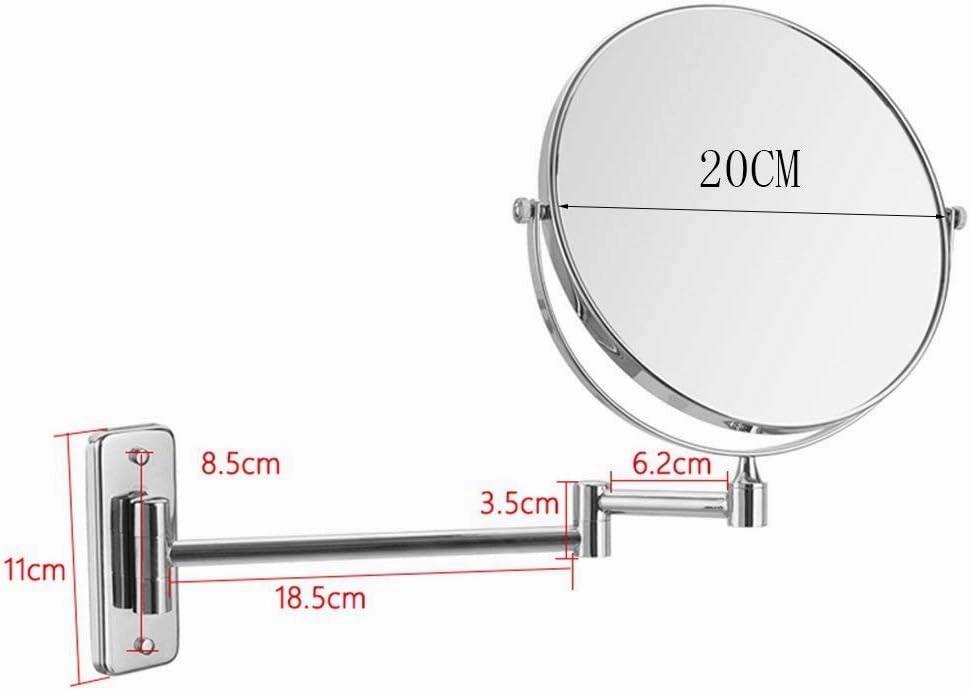 Beauty Bright Mirrors Adjustable Bathroom Mirrorswall Mount Hotel Double Sided Dressing Mirrors Metal Silver Fold Creative Makeup Mirrors,20Cm