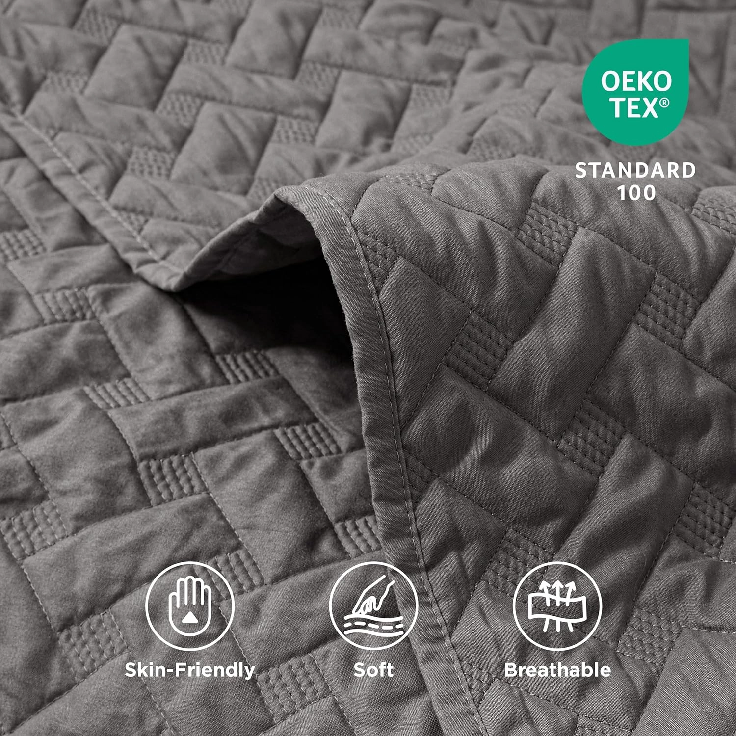 Bedsure Quilts Queen Size - Grey Bedspreads Queen Size with Basket Weave Pattern, Soft Quilt Bedding, Lightweight Comforter Coverlet for All Seasons (90" x 96")