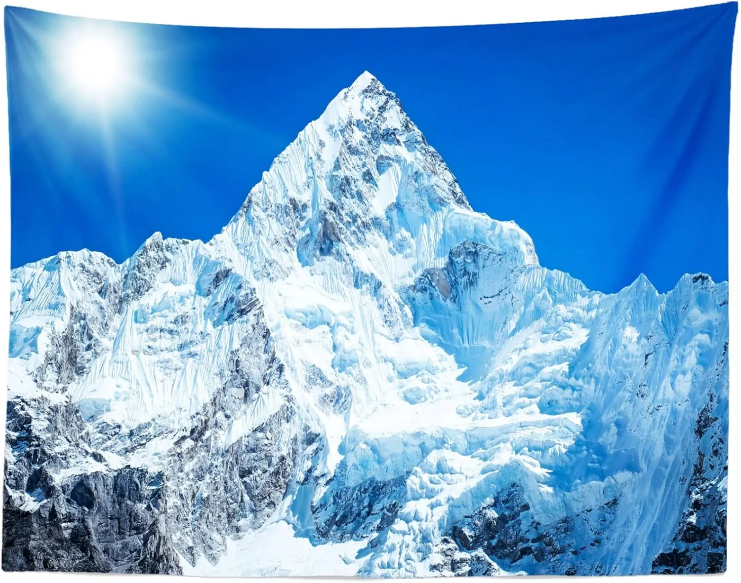 BELECO 9x6ft Fabric Snow Ice Mountains Photography Backdrop Mountain Peak Everest Nepal National Park Alpine Scenery Blue Sky Sunny Winter Background Outdoor Adventure Holiday Travel Photo Props