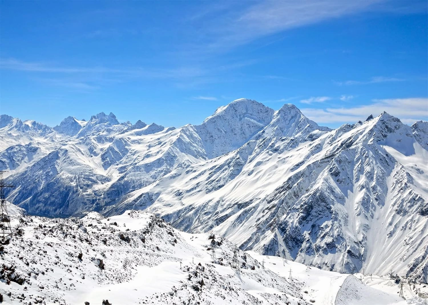BELECO 12x10ft Fabric Winter Snow Mountains Photography Backdrop Ski Resort Snow Ice Mountain Peak Slopes Alpine Scenery Blue Sky Background Outdoor Adventure Holiday Travel Portrait Photo Props