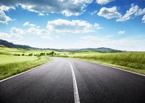 BELECO 7x5ft Fabric Country Road Backdrop Rural Countryside Road Trip Highway Under Blue Sky White Clouds Nature Scenery Background Outdoor Travel Portrait Photoshoot Studio Props