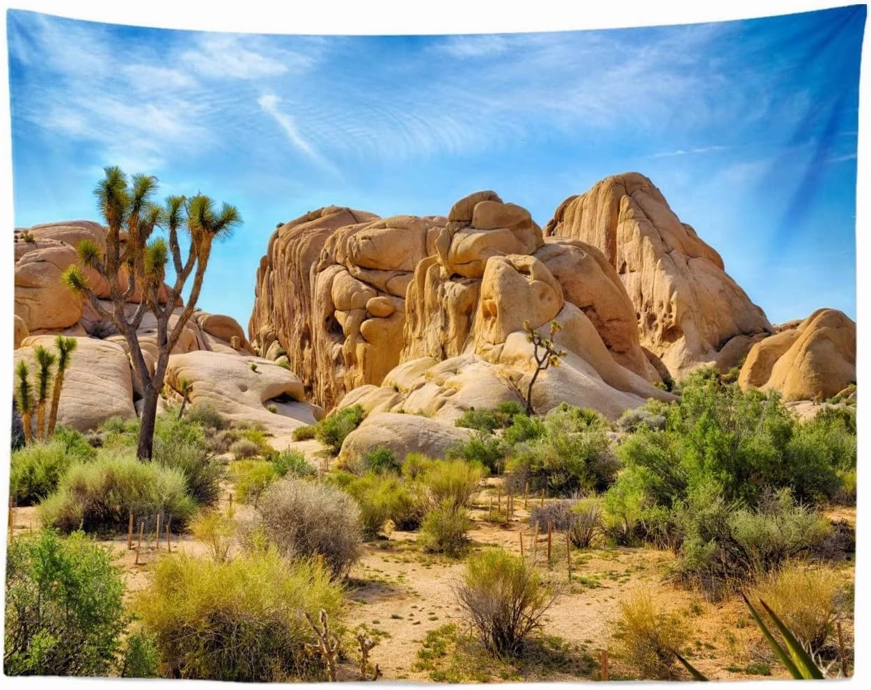 BELECO 7x5ft Fabric Desert Backdrop Joshua Tree National Park Photography Backdrop Odd Trees Rocky Mountains Natural Scenery Holiday Background Hiking Camping Pictures Home Decor Photo Studio Props