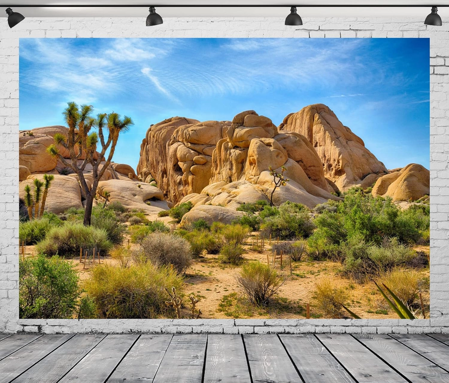 BELECO 7x5ft Fabric Desert Backdrop Joshua Tree National Park Photography Backdrop Odd Trees Rocky Mountains Natural Scenery Holiday Background Hiking Camping Pictures Home Decor Photo Studio Props