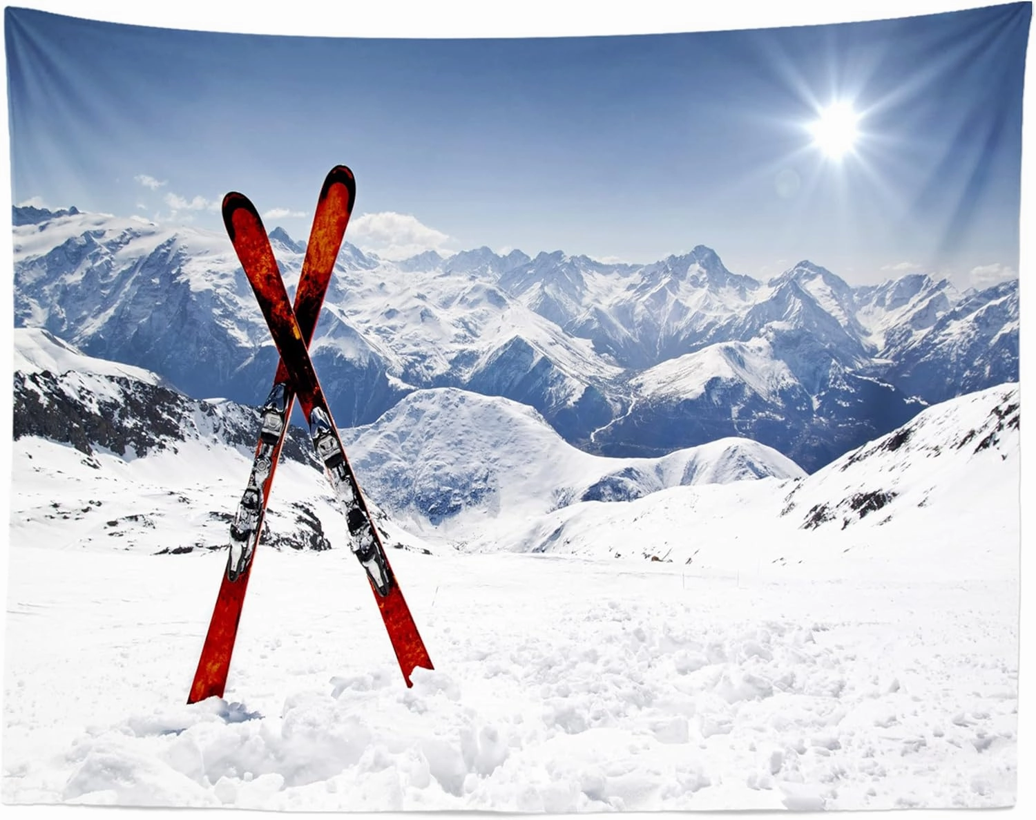 BELECO 9x6ft Fabric Winter Snow Backdrops for Photography Alps White Snow Mountain Summit Snowboard Ski Sport Backdrop Outdoor Adventure Skiing Background Birthday Party Decor Portrait Photo Props