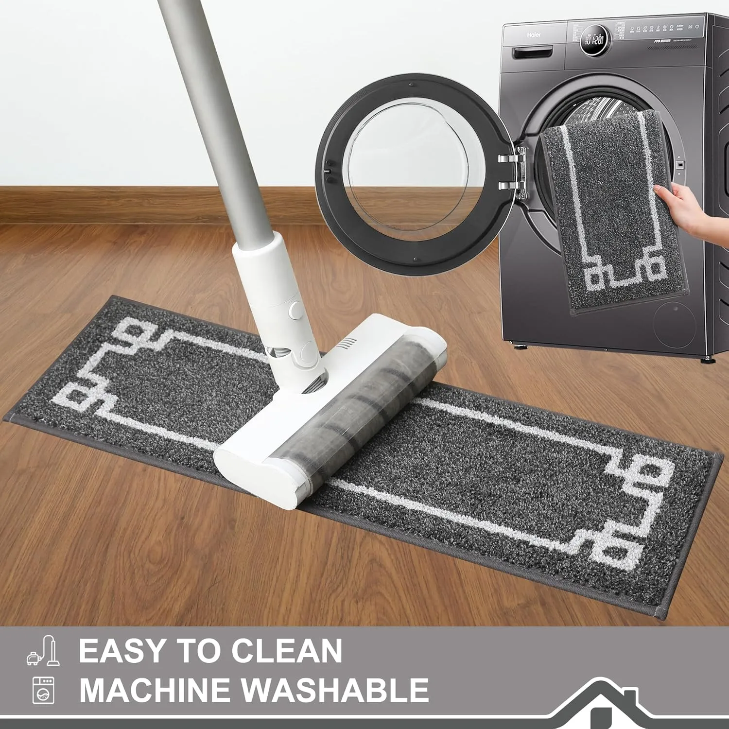 BEQHAUSE Stair Treads for Wooden Steps Non Slip Washable Carpet Stair Treads with Reusable Residue Free Backing Soft Polyester Stair Mats Indoor for Kids Elders and Dogs 9”x28”,4pcs,Dark Grey