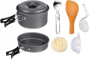 BESPORTBLE 1set Outdoor Camping Cookware Portable Cooking Pot and Utensils for Camping Picnics and Outdoor Activities Durable Lightweight and Easy to Carry