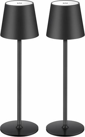 BGFHome Cordless Table Lamp LED Desk lamp,5000mAh Rechargeable Touch Night Light Wireless Minimalist Design for/Restaurant/Bedroom/Bars/Outdoor Party/Camping/Coffee Shop(2 Pack Black)