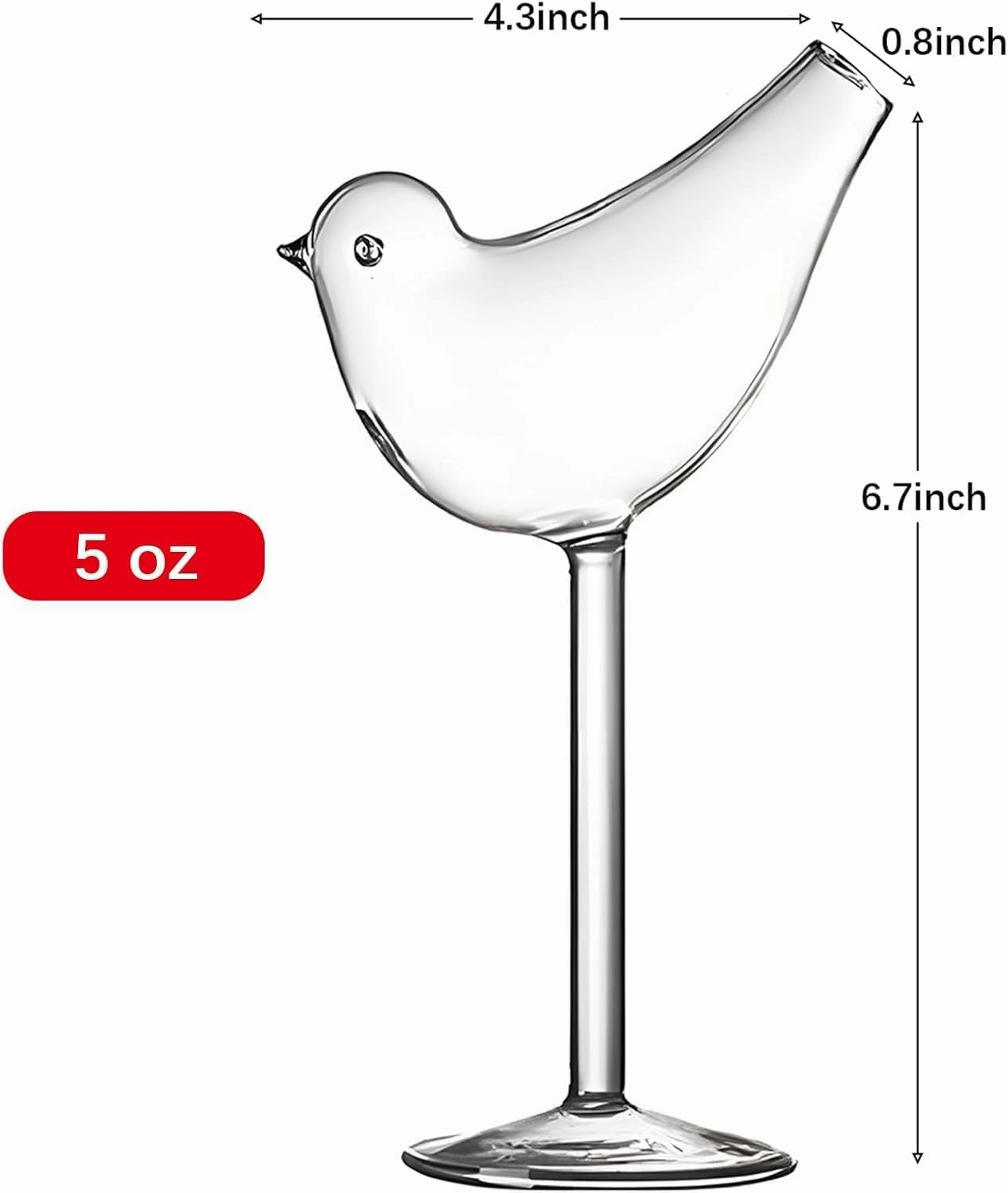 Bird-Shaped Cocktail Glass Set of 2, 5oz Unique Martini Glasses - Perfect for Champagne and Wine (2 SET)