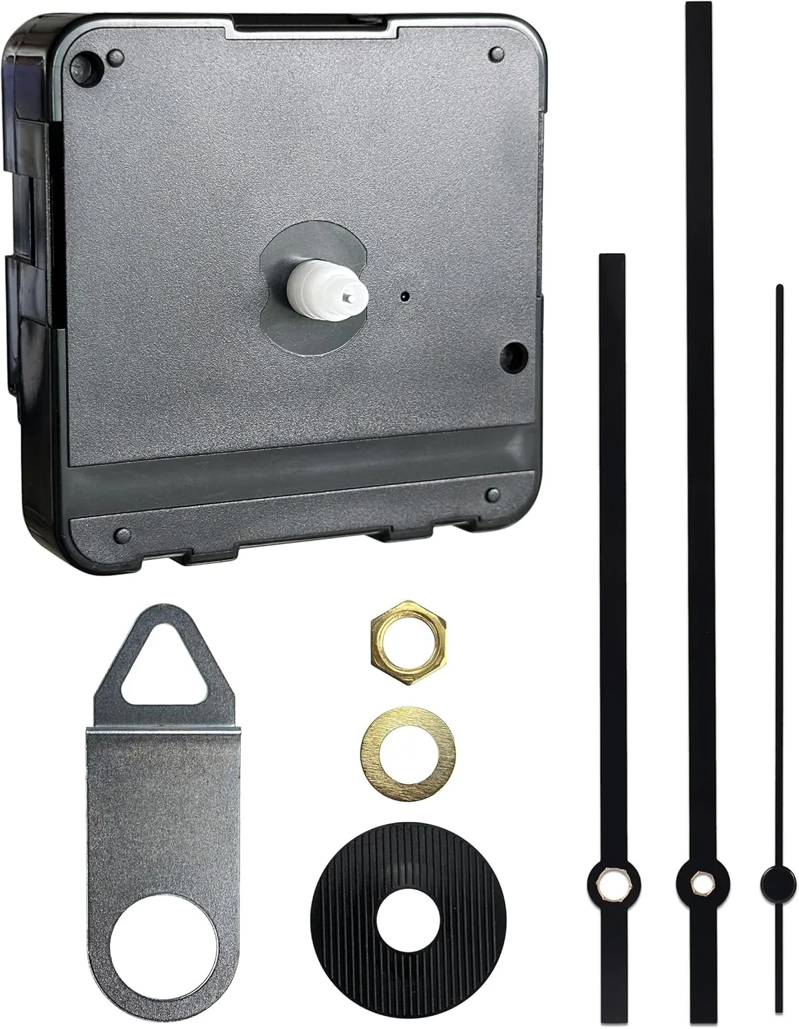 Black Clock Hands and Motor Kit, Modern Pointer 8 Sets, Non Threaded Mechanism Replacement 3 Set, Analog Battery Powered Movements Skill Combo Craft Bulk Watch Hand Press Arrow Time Zone Clocks