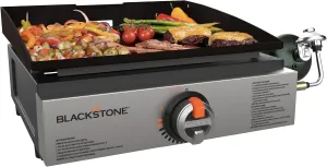 Blackstone 1971 Original 17” Tabletop Griddle with Stainless Steel Front Plate, Powder Coated Steel, Black