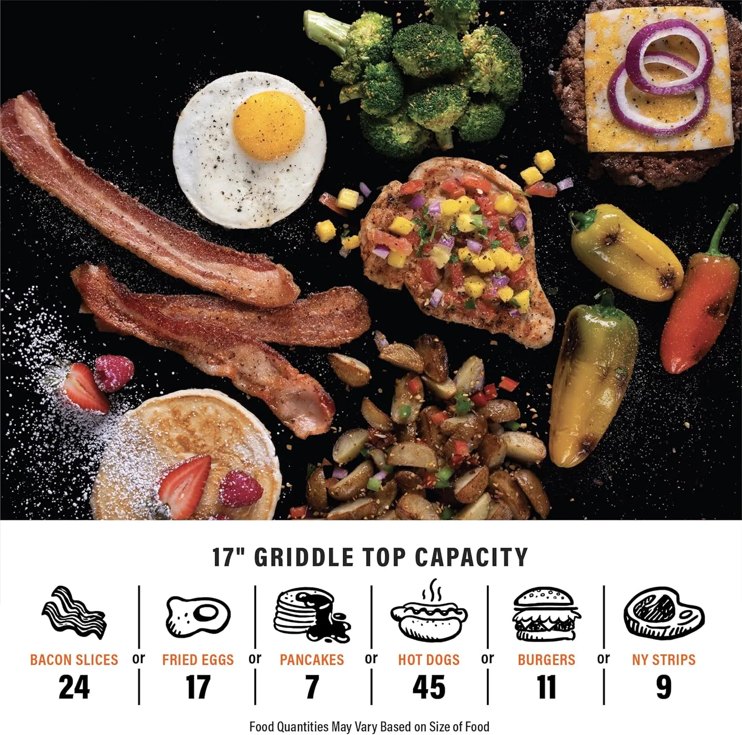 Blackstone 1971 Original 17” Tabletop Griddle with Stainless Steel Front Plate, Powder Coated Steel, Black