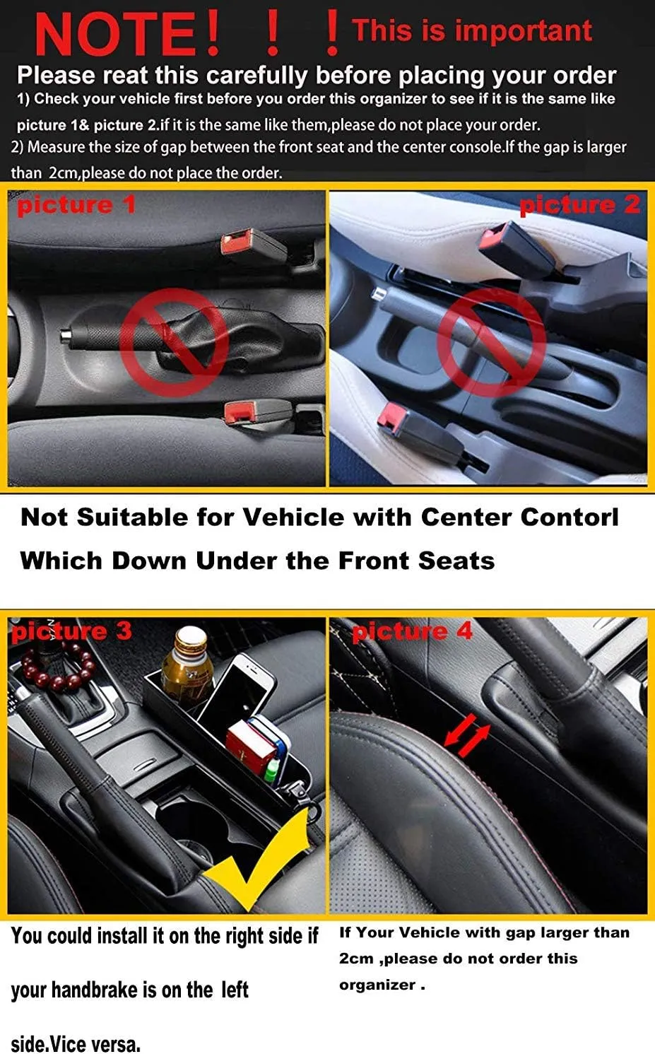 Bling Bling Car Seat Gap Filler, Car Seat Console Pockets Organizer Caddy Catcher, Crystal Auto Console Side Pouchs for Cellphone Wallet Coin Key Credit Card (Driver Side & Passenger Side)