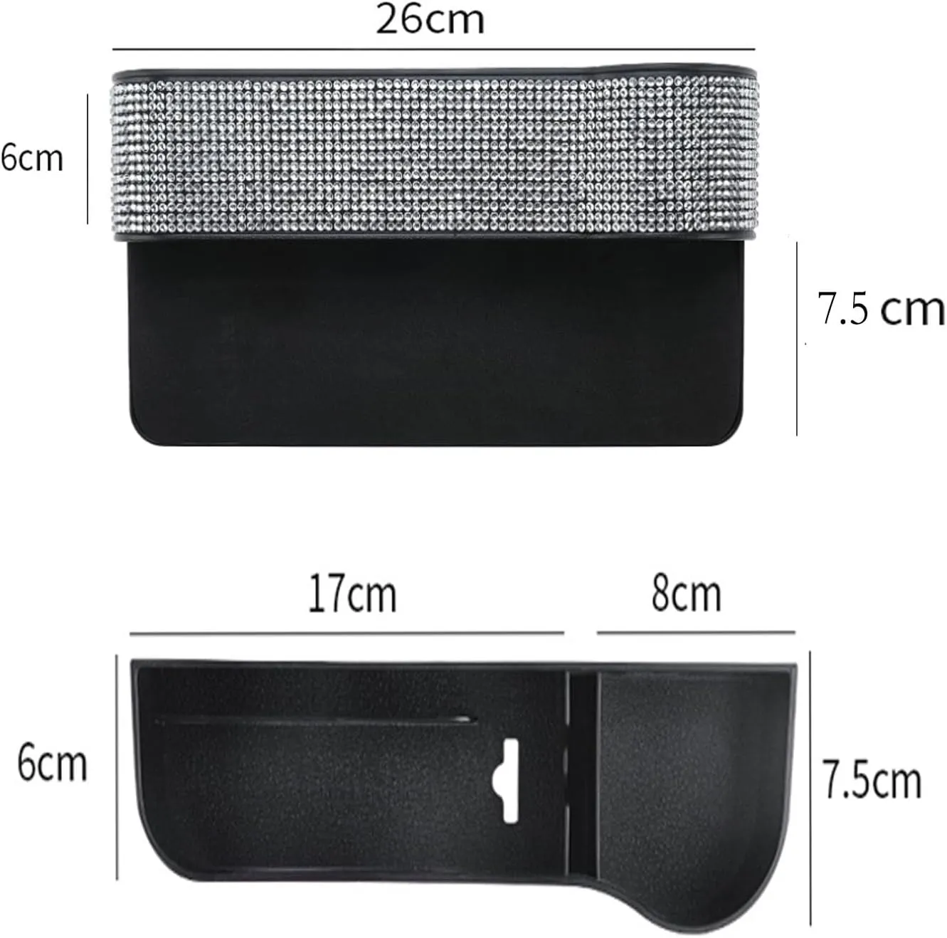 Bling Bling Car Seat Gap Filler, Car Seat Console Pockets Organizer Caddy Catcher, Crystal Auto Console Side Pouchs for Cellphone Wallet Coin Key Credit Card (Driver Side & Passenger Side)