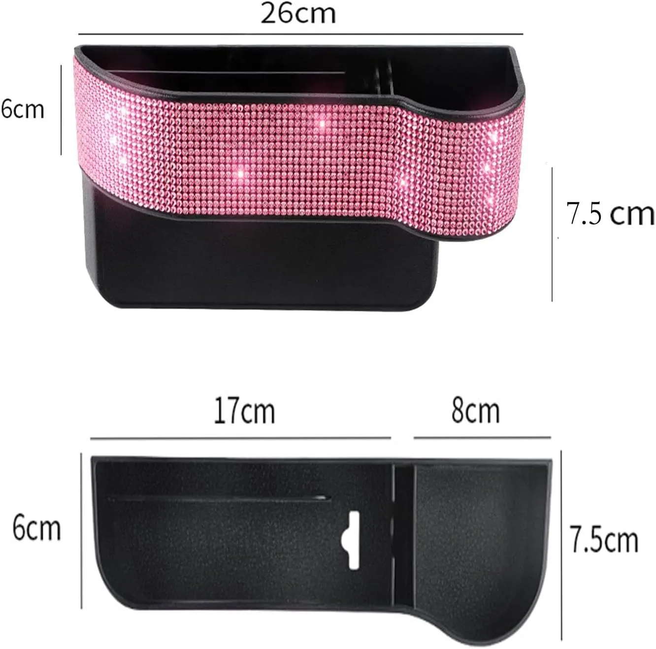 Bling Bling Car Seat Gap Filler, Car Seat Console Pockets Organizer Caddy Catcher, Crystal Auto Console Side Pouchs for Cellphone Wallet Coin Key Credit Card