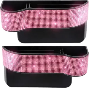Bling Bling Car Seat Gap Filler, Car Seat Console Pockets Organizer Caddy Catcher, Crystal Auto Console Side Pouchs for Cellphone Wallet Coin Key Credit Card
