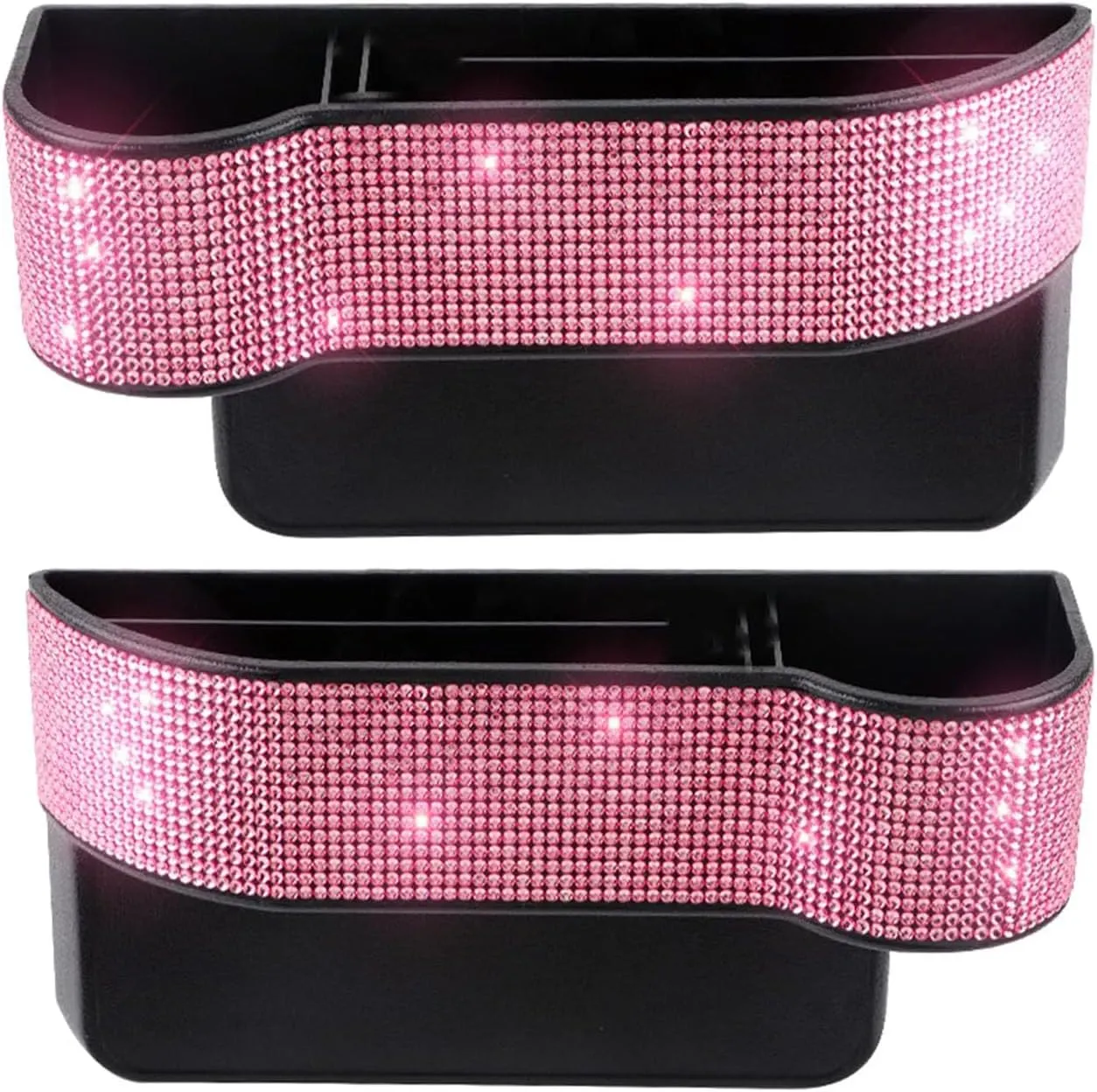 Bling Bling Car Seat Gap Filler, Car Seat Console Pockets Organizer Caddy Catcher, Crystal Auto Console Side Pouchs for Cellphone Wallet Coin Key Credit Card