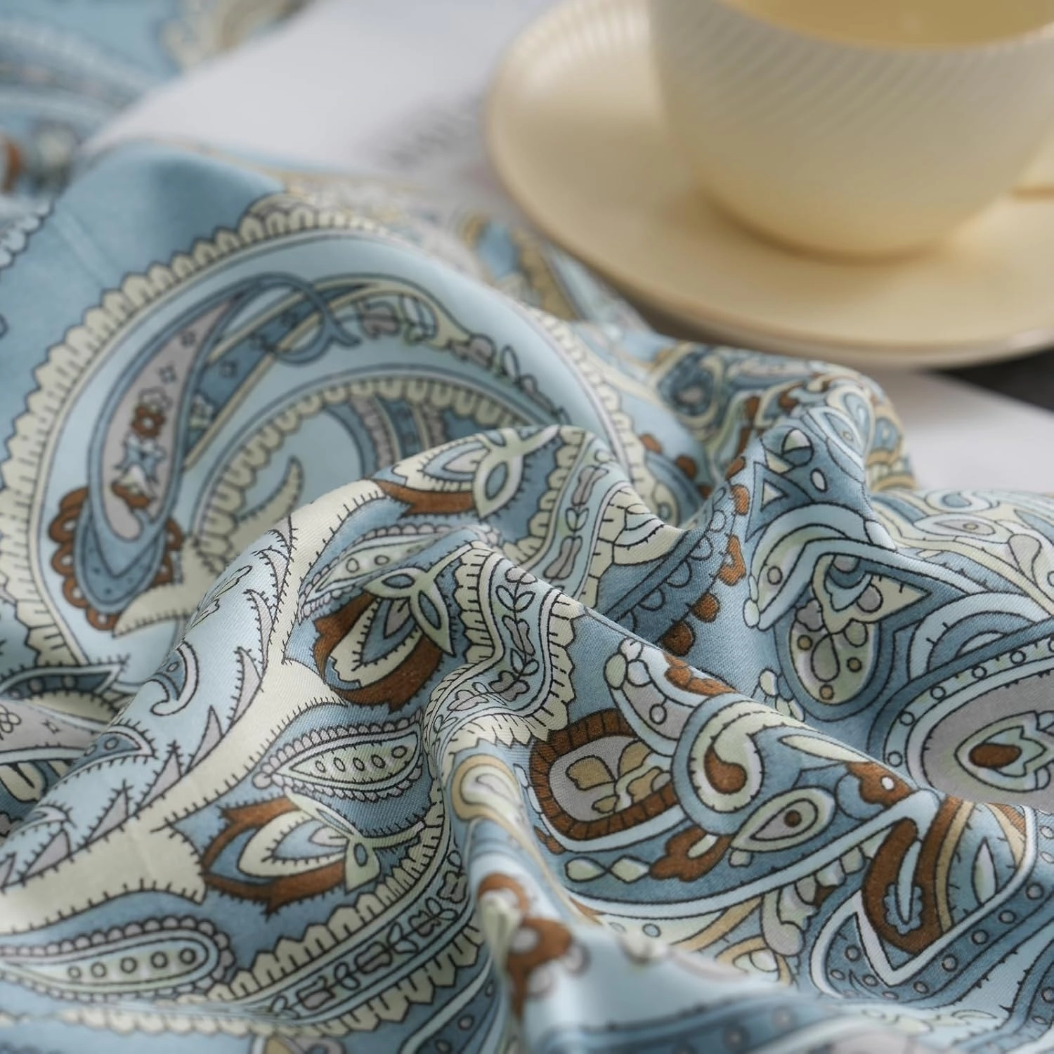 Blue Paisley Comforter Set King, 100% Cotton Boho Paisley Pattern Comforter Set 3 Pcs Soft Cotton Lightweight Comforter All Season Down Alternative Bedding Sets