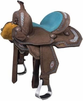 BNB International Western Barrel Racing Horse Saddles Trail Equestrian Pony & Adult Classic Quality Premium Leather for Horse Riding Size:10-18 inches Seat Available BRL197