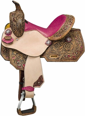 BNB International Western Barrel Racing Horse Saddles Trail Equestrian Pony & Adult Classic Quality Premium Leather for Horse Riding Size:10-18 inches Seat Available BRL206