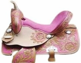 BNB International Western Barrel Racing Horse Saddles Trail Equestrian Pony & Adult Classic Quality Premium Leather for Horse Riding Size:10-18 inches Seat Available BRL207