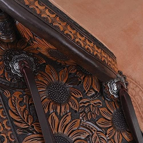 BNB International Western Barrel Racing Horse Saddles Trail Equestrian Pony & Adult Classic Quality Premium Leather for Horse Riding Size:10-18 inches Seat Available BRL214