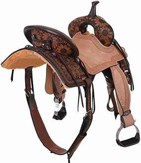 BNB International Western Barrel Racing Horse Saddles Trail Equestrian Pony & Adult Classic Quality Premium Leather for Horse Riding Size:10-18 inches Seat Available BRL214