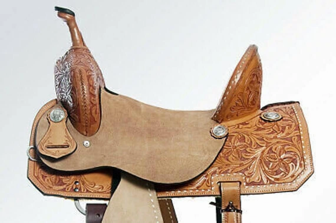 BNB International Western Barrel Racing Horse Saddles Trail Equestrian Pony & Adult Classic Quality Premium Leather for Horse Riding Size:10-18 inches Seat Available BRL232