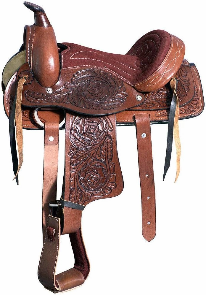 BNB International Western Barrel Racing Horse Saddles Trail Equestrian Pony & Adult Classic Quality Premium Leather for Horse Riding Size:10-18 inches Seat Available BRL271