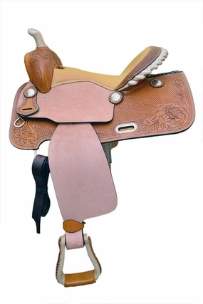BNB International Western Barrel Racing Horse Saddles Trail Equestrian Pony & Adult Classic Quality Premium Leather for Horse Riding Size:10-18 inches Seat Available BRL276